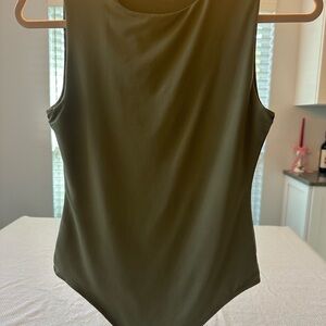 Elegant Olive Green Sleeveless Bodysuit